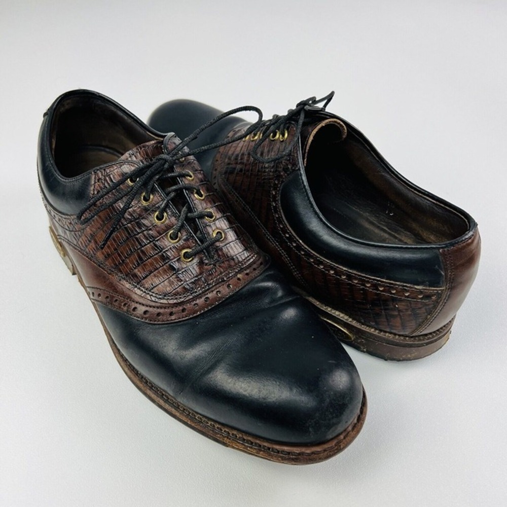 FootJoy Premiere Classics Dry Black w/ Brown Lizard Golf Shoes Mens Size 10 C